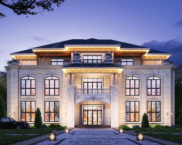 豪華歐式AT2812兄弟合建共堂屋復(fù)式樓別墅設(shè)計(jì)圖紙26mX15m